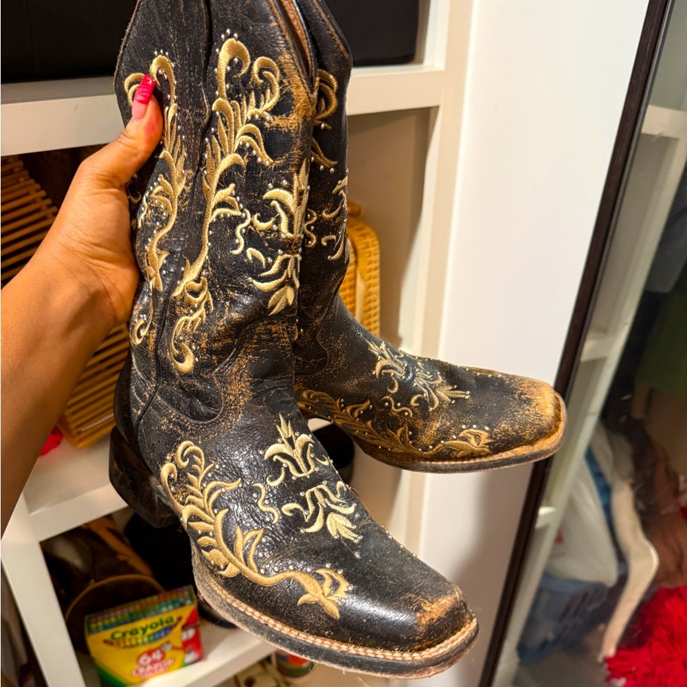 Authentic Brown Distressed Rustic Leather Cowboy … - image 1